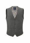 (Grau) Weste Herren Tweed Wolle – Frontalansicht mit floralem Innenfutter