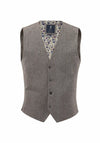 (Beige) Weste Herren Tweed Wolle – Frontalansicht mit floralem Innenfutter