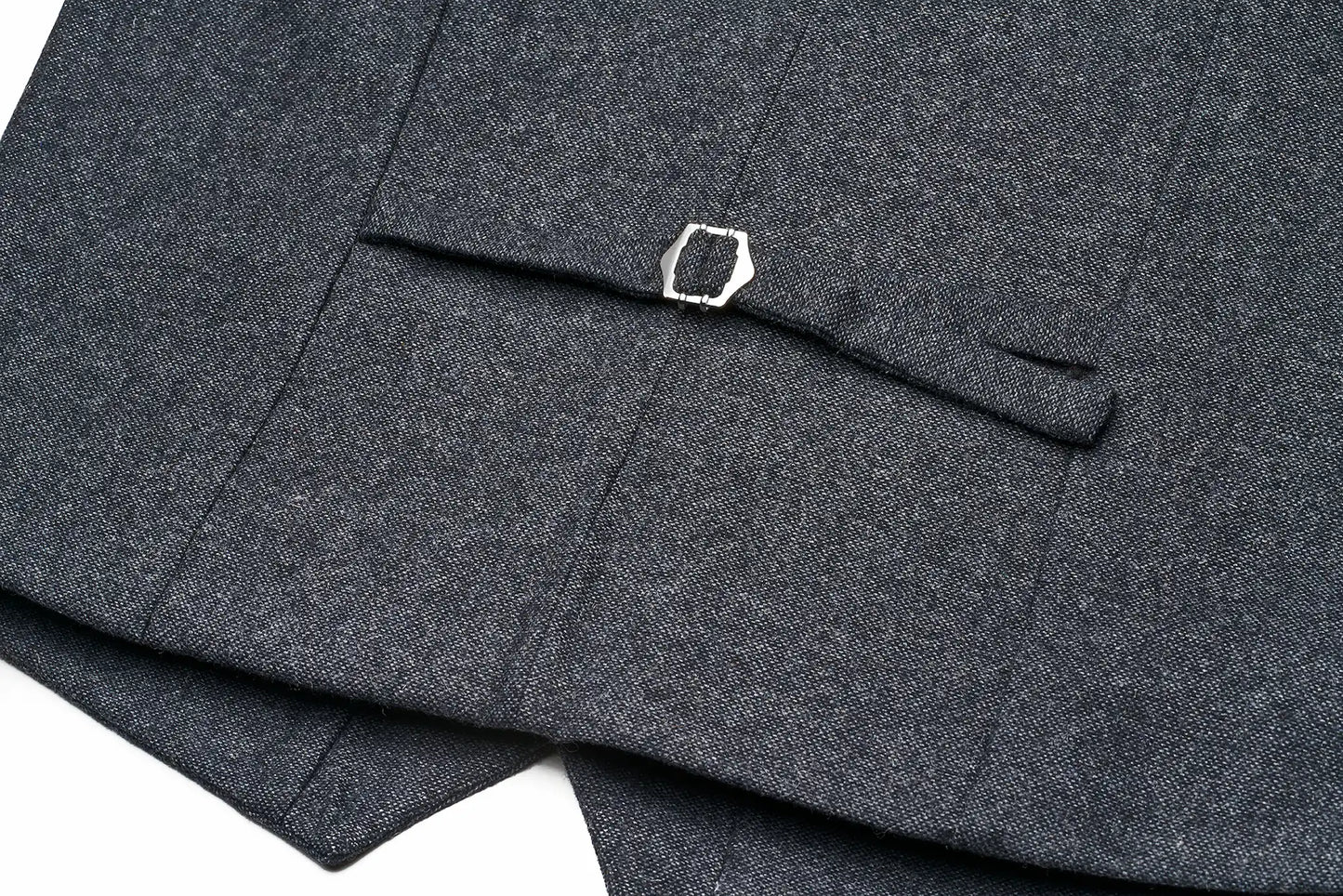 (Anthrazit) Weste Tweed – Rückansicht mit verstellbarem Riegel
