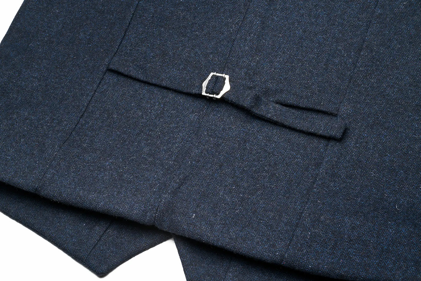 (Dunkelblau) Weste Tweed – Rückansicht mit verstellbarem Riegel