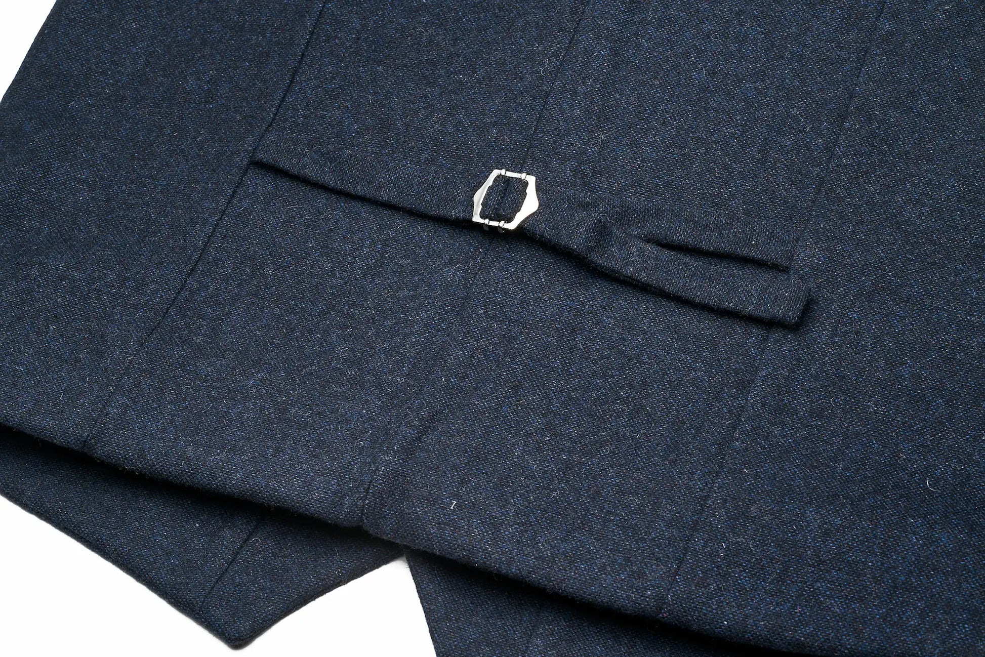 (Dunkelblau) Weste Tweed – Rückansicht mit verstellbarem Riegel