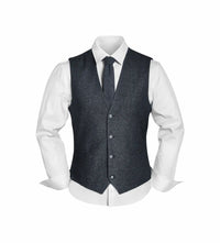 (Anthrazit) Westen Set Herren Tweed mit Krawatte – Frontansicht auf weißem Hemd