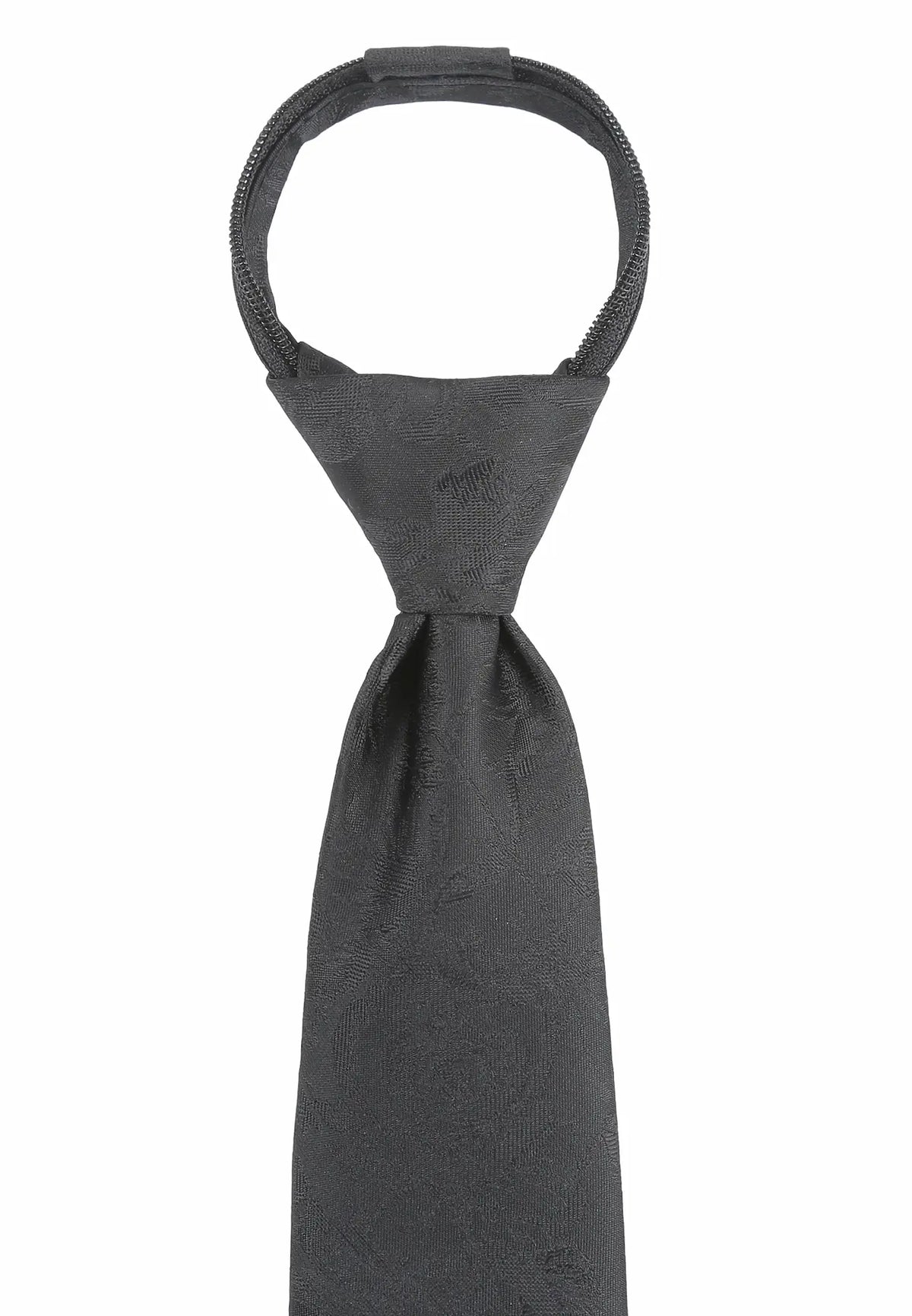 Zip Trauerkrawatte Schwarz - (7,0 - 7,5cm) - Schwarz Blumenmuster