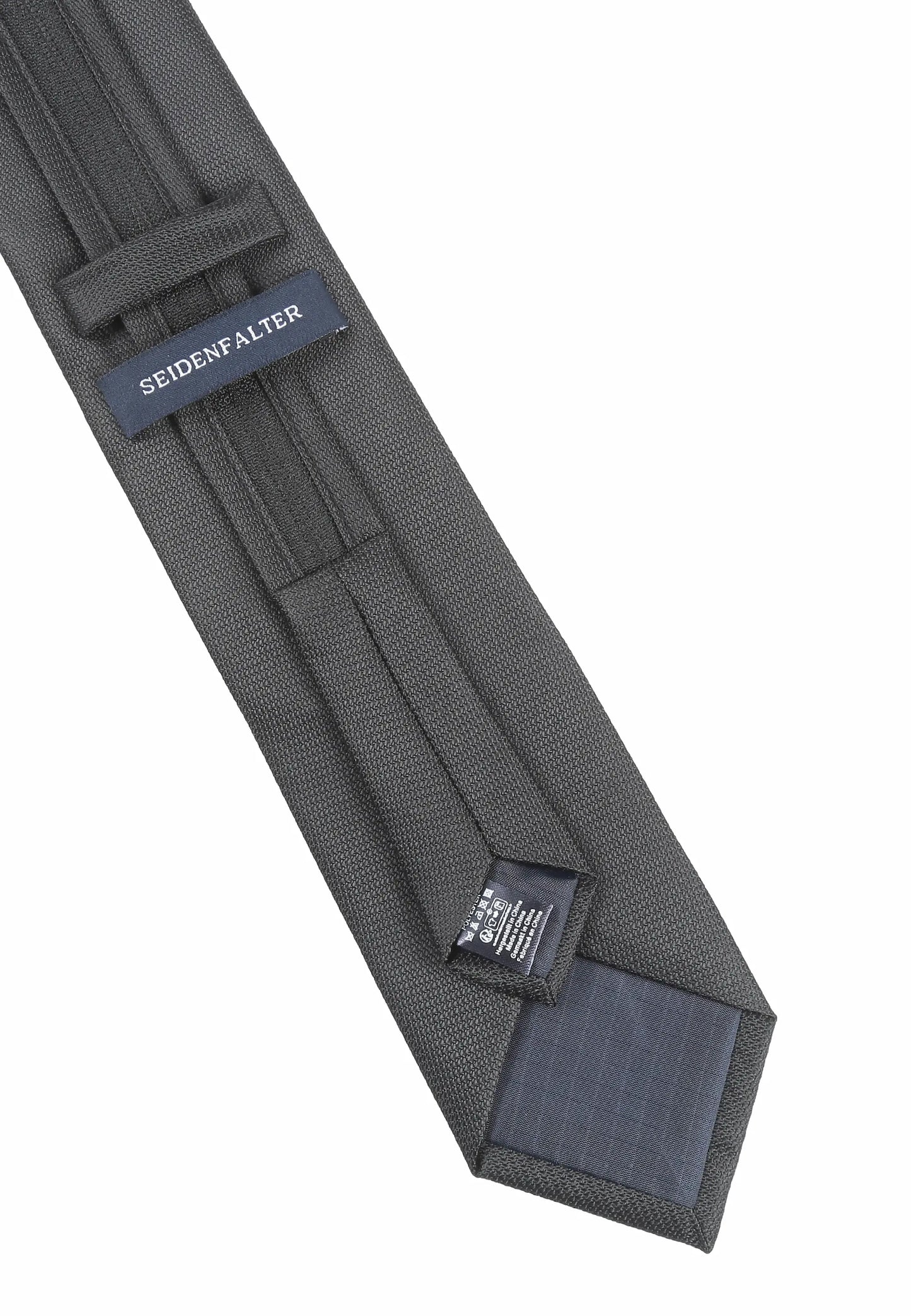 (Schwarz Uni) Rückseite der Zip-Trauerkrawatte mit Reißverschluss und Schlaufe, vorgebunden und verstellbar