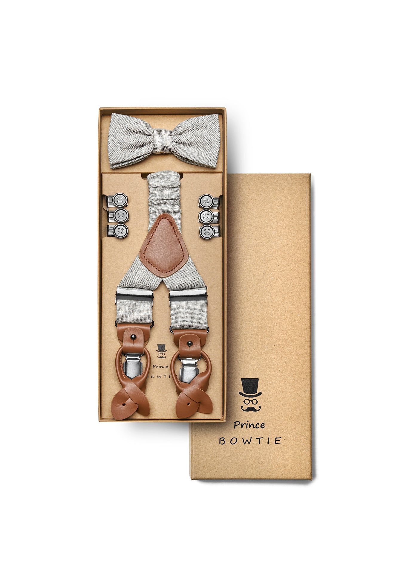 (Taupe) Hosenträger Set mit Fliege im Sale bei style4him.de