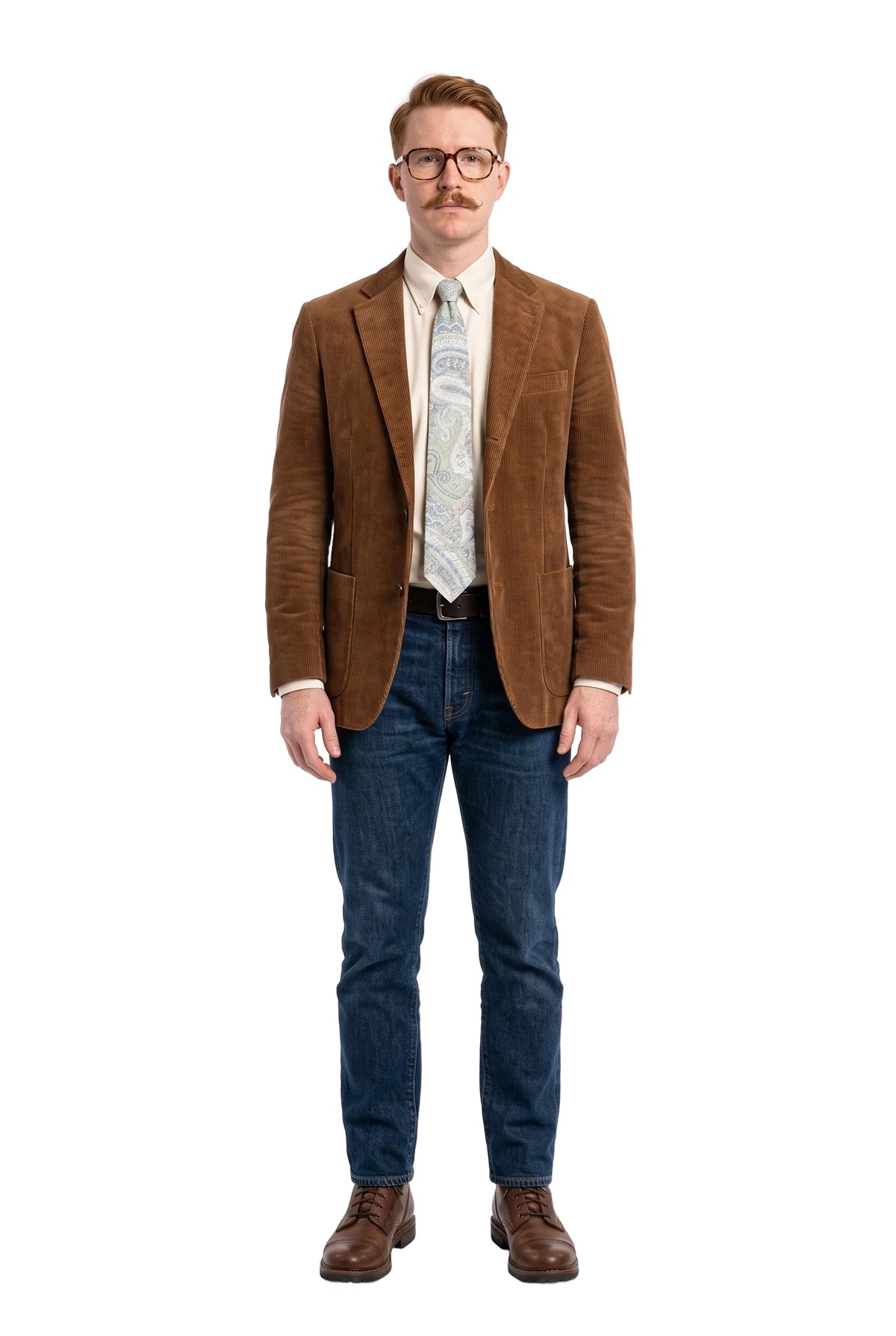 (Grün) krawatte herren paisley baumwolle getragen ganzkörper look