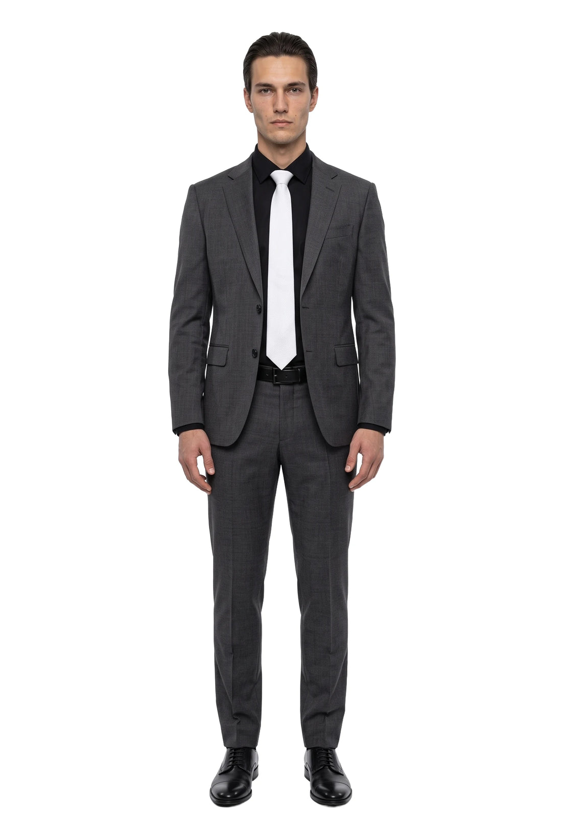 (Weiß) seidenkrawatte herren picote schmal getragen ganzkörper look