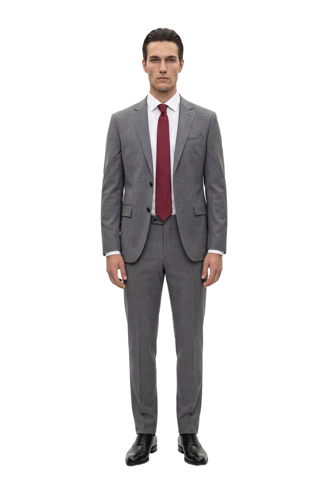 (Bordeaux) seidenkrawatte herren uni schmal getragen ganzkörper look