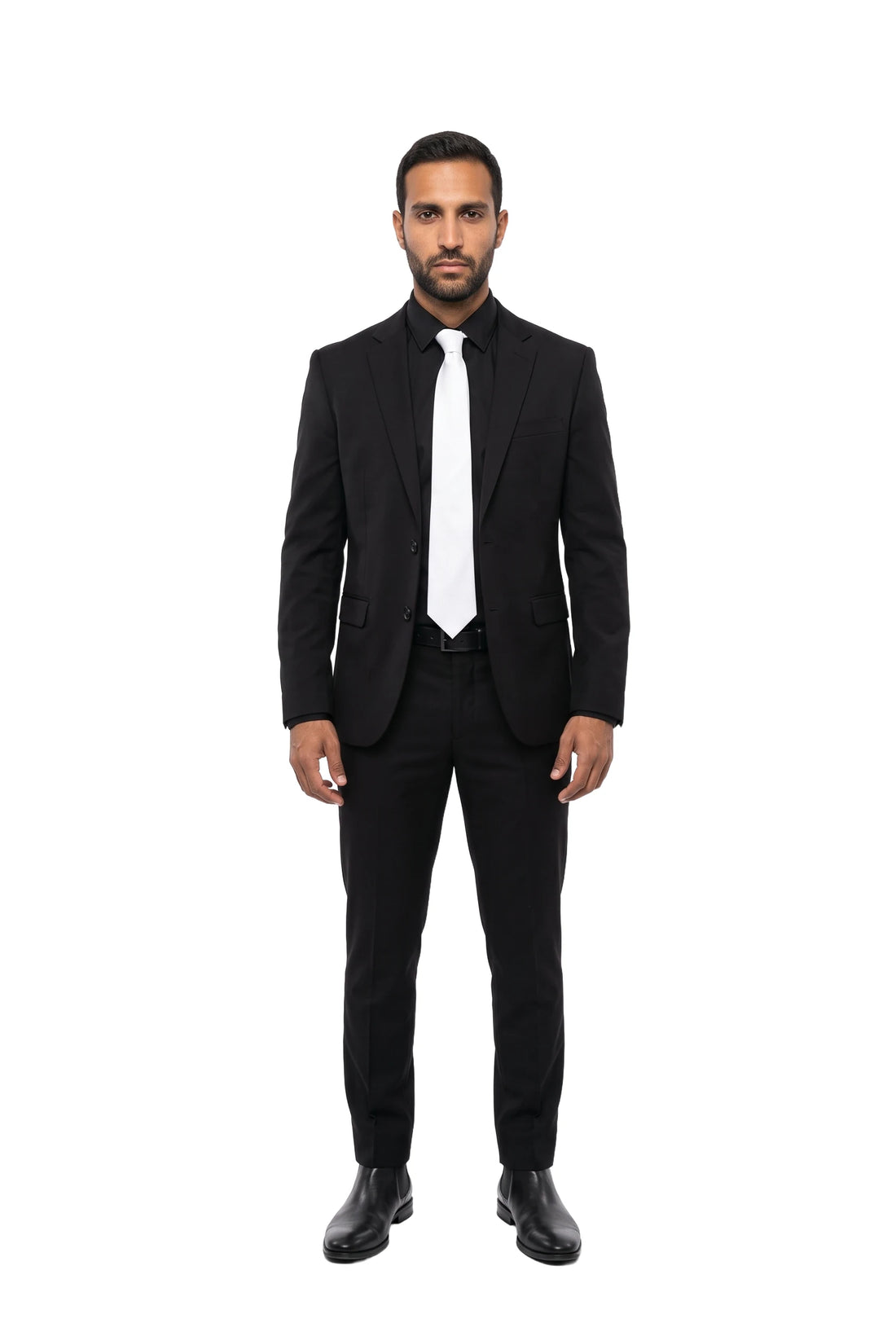 (Weiß) seidenkrawatte herren uni schmal getragen ganzkörper look