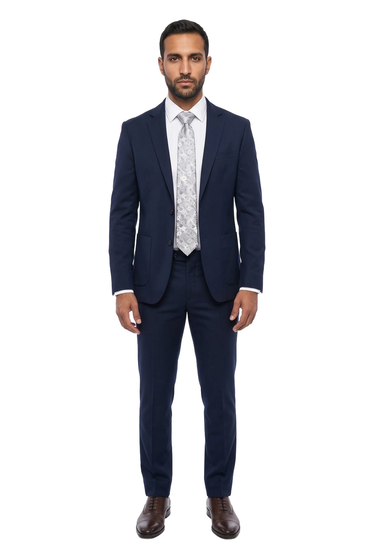 (Silber) hochzeitskrawatte herren floral getragen ganzkörper look